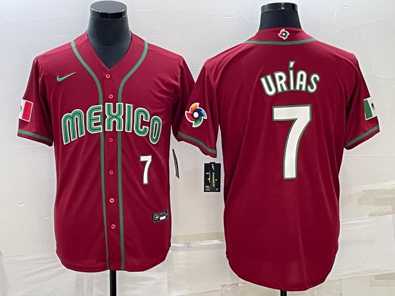 Men 2023 World Cub Mexico #7 Urias Red Nike MLB Jersey16